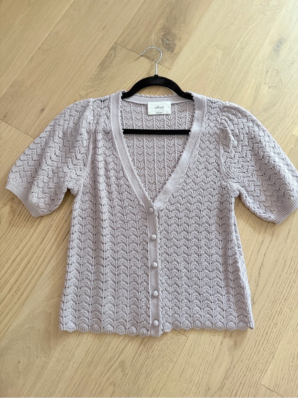 Wilfred Lace Knit V-Neck Cardigan - Mauve